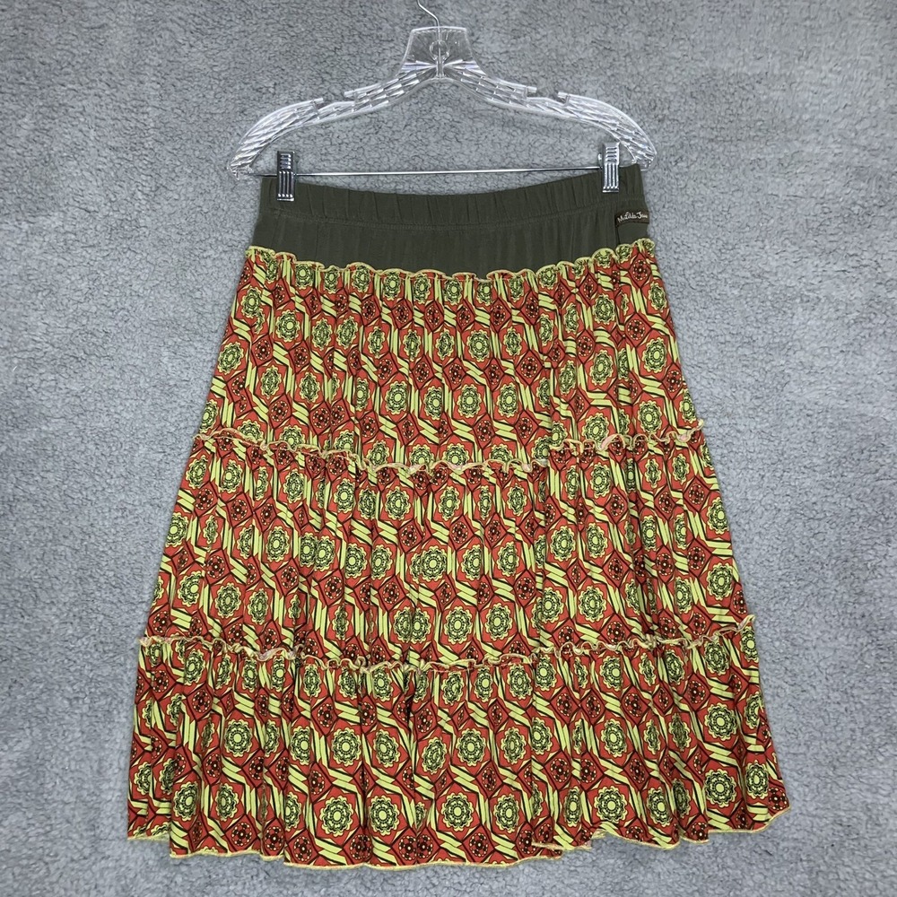 Matilda Jane Skirt Women Small Green Red Pattern Serendipity Tiered Pull On